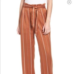 Rust cider stripe paper bag tie high waist pants